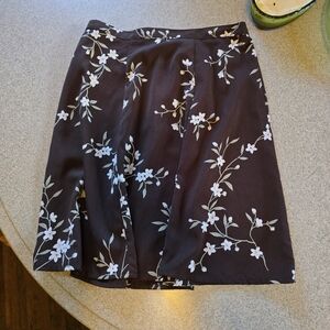 Vtg brown floral skirt